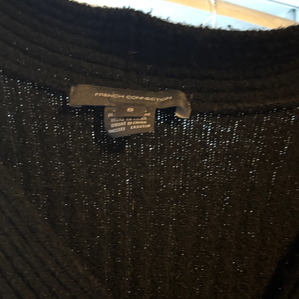 French Connection Textured Black Knit Top